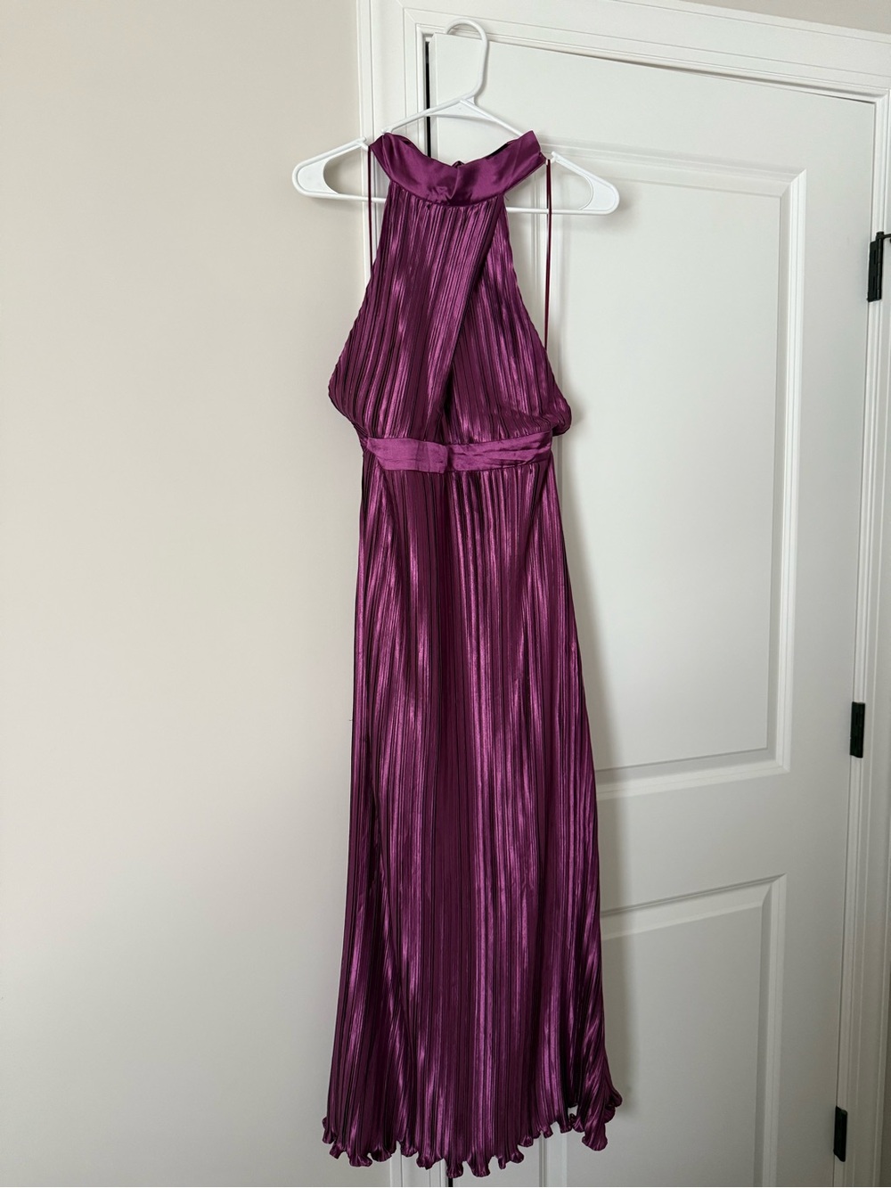 Vici Purple Pleated Halter Midi Dress